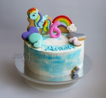 кремовый торт лошадка радуга
